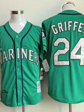 Ken Griffey Jr. #24 Teal Retro Baseball Jersey